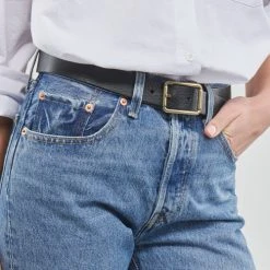 Levi's - WOMEN'S MID-WIDTH CENTER BAR BELT Noir -Playtex Shop 24017042 500 H